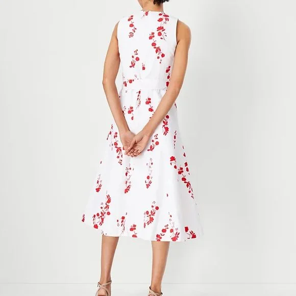 Ann Taylor Floral Button Flare Dress